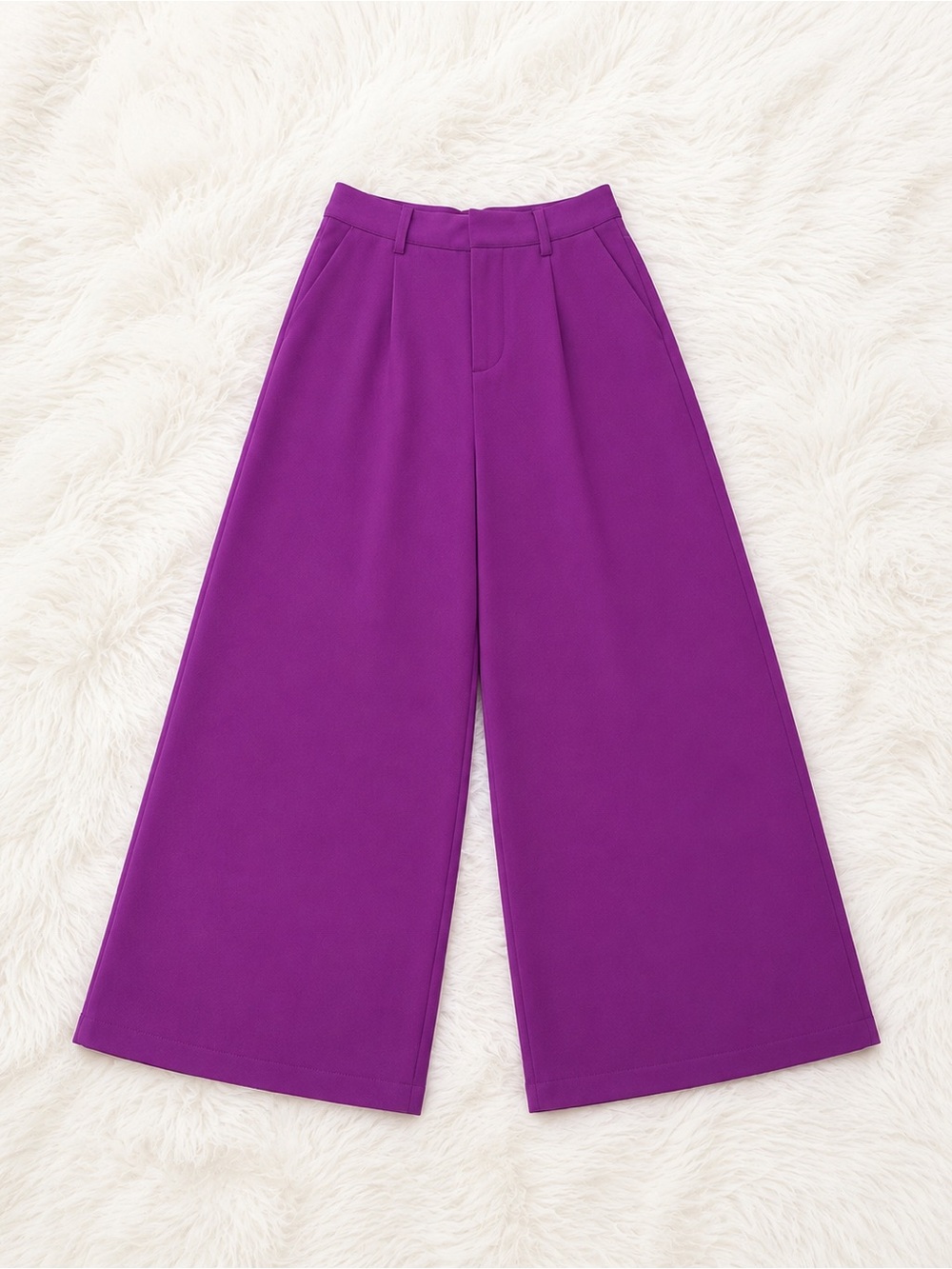 Idem Ditto Purple Wide Leg Pants Medium High Rise Trouser Career Chic Statement